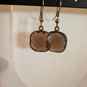 Elegant Crystal multi faceted Brown Dangle Earrings Bridesmaid Gift Timeless